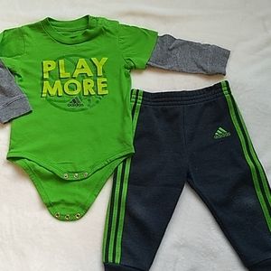 Adidas long sleeve onesie/sweatpant set